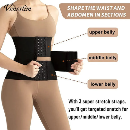 Vensslim XS-3XL Body Shaper Waist Trainer Belt Women Weight Loss Reduce Tummy Trimmer Corset Adjustable Workout Girdle Shapewear